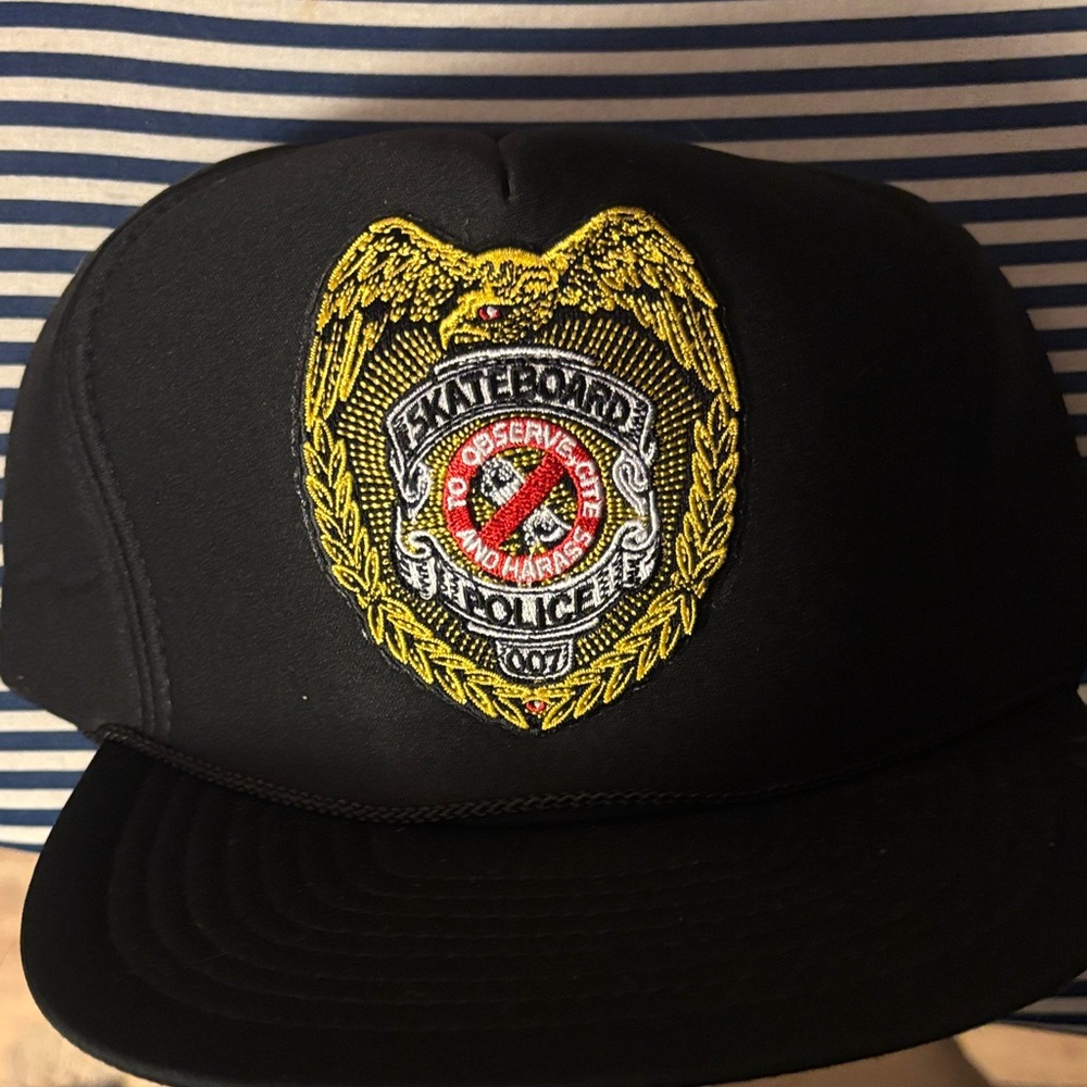 Black Cap vintage Powell Peralta Police Badge Nissin baseball hat 6 panel foam